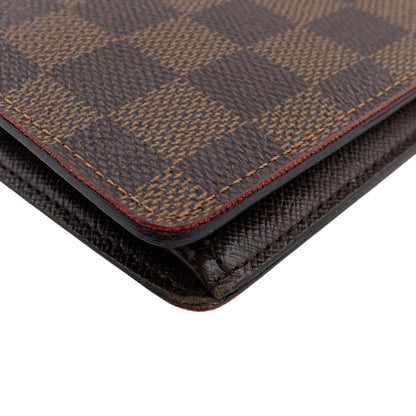Louis Vuitton Long Wallet Purse N60017 Leather Brown Zip Around Damier Ebene Portefeuille Brazza