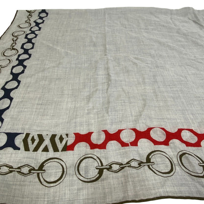Hermes Scarf Cashmere Pashmina , Silk Gray Liste En Chaines Carre140 Women