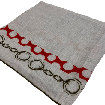 Hermes Scarf Cashmere Pashmina , Silk Gray Liste En Chaines Carre140 Women