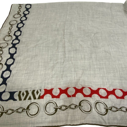 Hermes Scarf Cashmere Pashmina , Silk Gray Liste En Chaines Carre140 Women