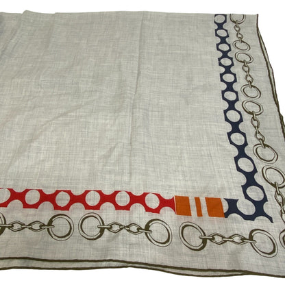 Hermes Scarf Cashmere Pashmina , Silk Gray Liste En Chaines Carre140 Women