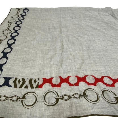 Hermes Scarf Cashmere Pashmina , Silk Gray Liste En Chaines Carre140 Women