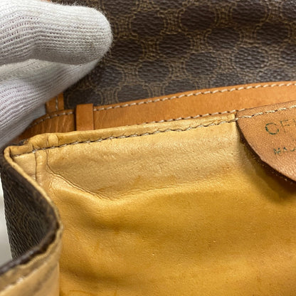 Celine Shoulder Bag Leather Brown Pochette Vintage Macadam Women