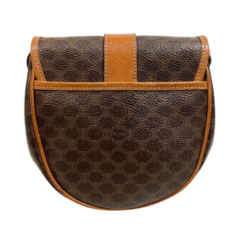 Celine Shoulder Bag Leather Brown Pochette Vintage Macadam Women