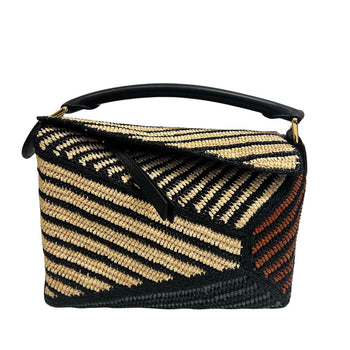 Loewe Handbag Raffia, Leather Multicolor Raffia Calfskin Puzzle Edge