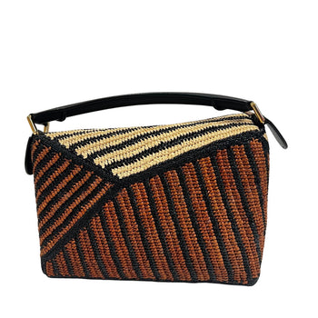 Loewe Handbag Raffia, Leather Multicolor Raffia Calfskin Puzzle Edge
