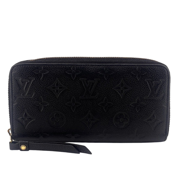Louis Vuitton Long Wallet Purse M61864 Leather Black Zip Around Monogram Ann Platt Zippy Wallet