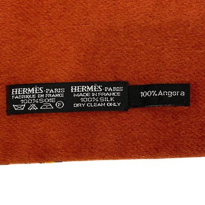 Hermes Scarf Angora , Silk Orange Reversible Women(Unisex)
