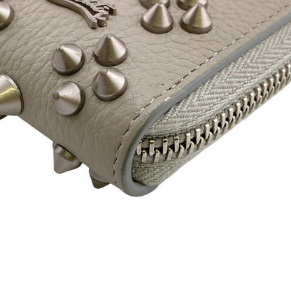 Christian Louboutin Long Wallet Purse Leather Gray Zip Around Panettone Women