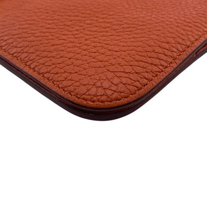 Hermes Long Wallet Purse Taurillon Clemence, Gold Orange Dogon Long Mens