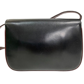 Celine Shoulder Bag Leather Black Round Fringe Tassel Medium