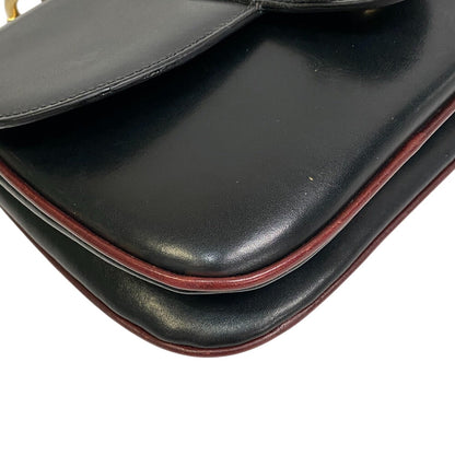 Celine Shoulder Bag Leather Black Round Fringe Tassel Medium