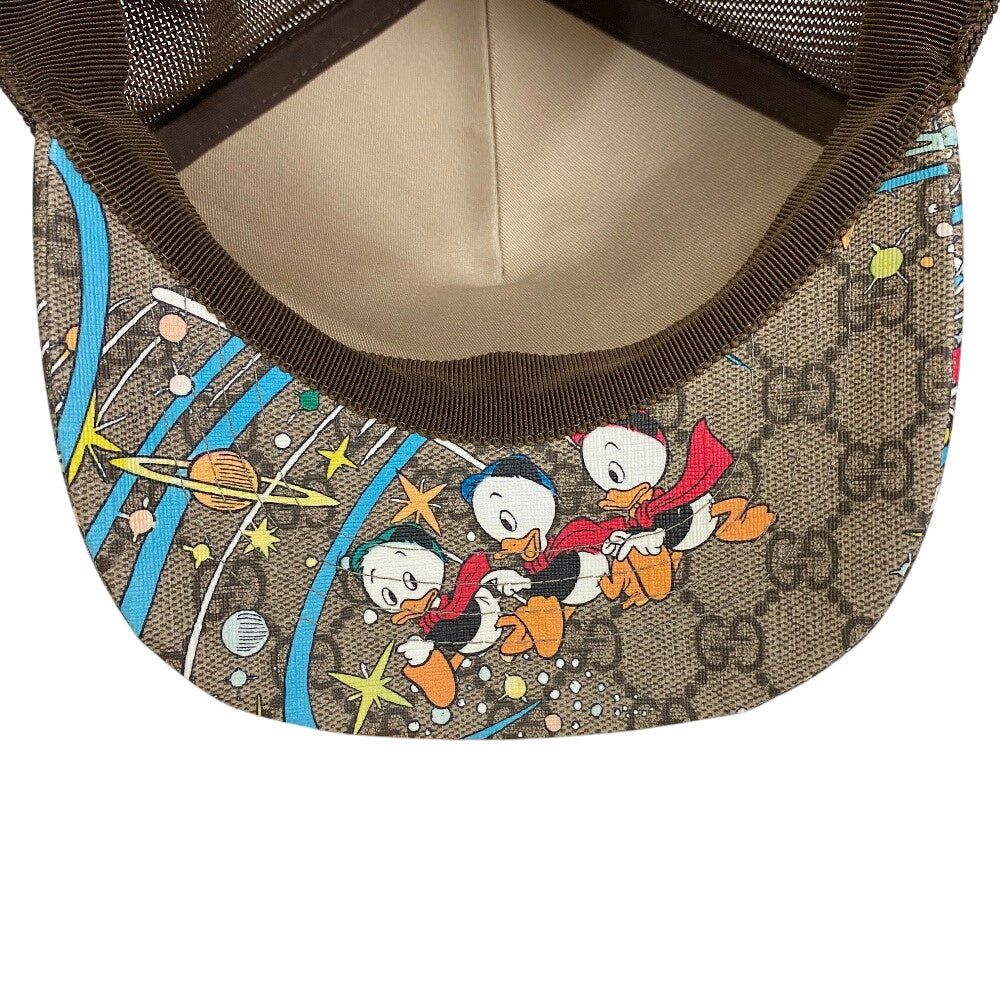 Gucci Cap 648843 Gg Supreme Canvas, Leather Brown Gg Pattern Baseball Cap M58