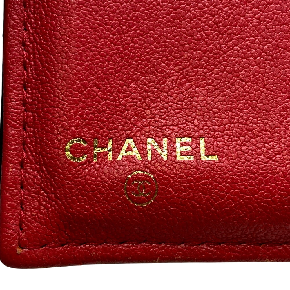 Chanel Tri-Fold Wallet A82723 Leather Black Compact Wallet 2.55 Matelasse Vstitch Chevron Women