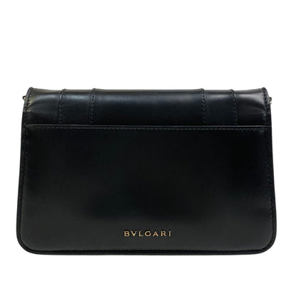 Bvlgari Long Wallet Purse Leather Black Serpenti Forever Women
