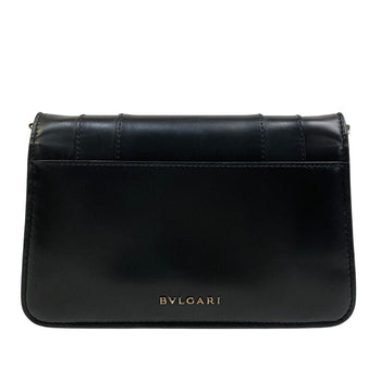 Bvlgari Long Wallet Purse Leather Black Serpenti Forever Women