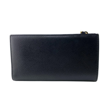 Prada Bifold Wallet 1Ml009 Leather Black W Pocket Safiano Women