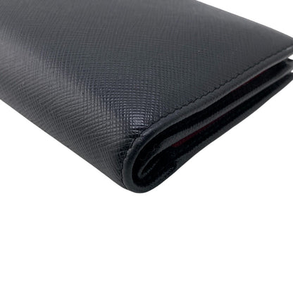 Prada Bifold Wallet 1Ml009 Leather Black W Pocket Safiano Women