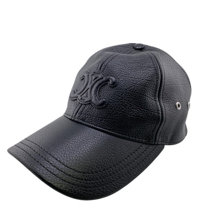 Celine Cap Leather Black Triomphe S
