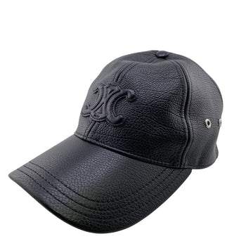 Celine Cap Leather Black Triomphe S