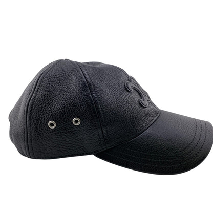 Celine Cap Leather Black Triomphe S
