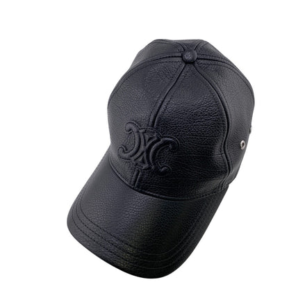 Celine Cap Leather Black Triomphe S