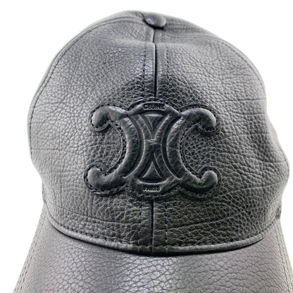 Celine Cap Leather Black Triomphe S