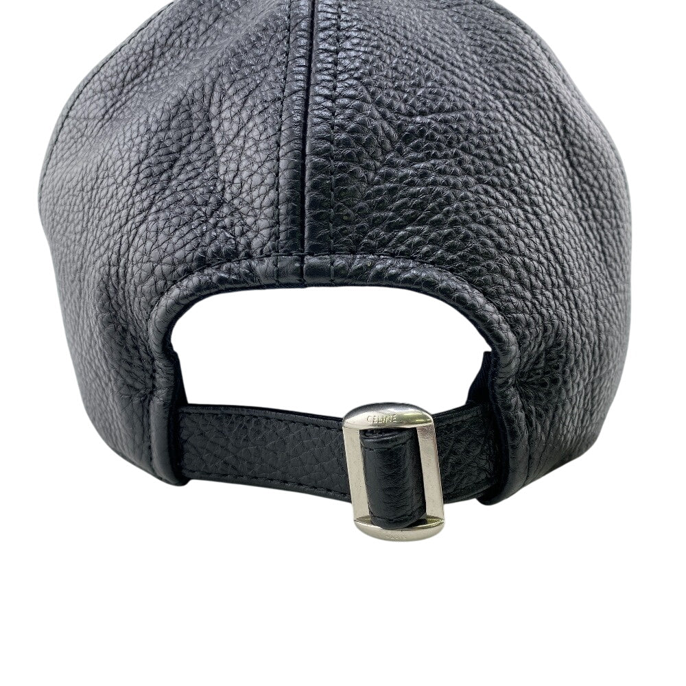 Celine Cap Leather Black Triomphe S