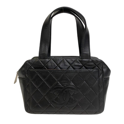 Chanel Handbag Leather Black Matrasse