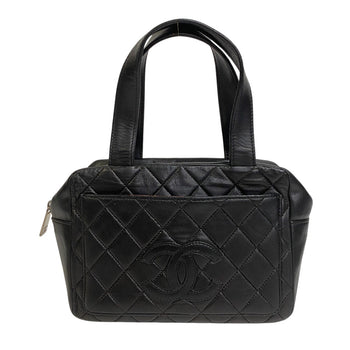 Chanel Handbag Leather Black Matrasse