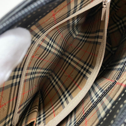 Burberry Tote Bag Leather, Canvas Black Nova Check