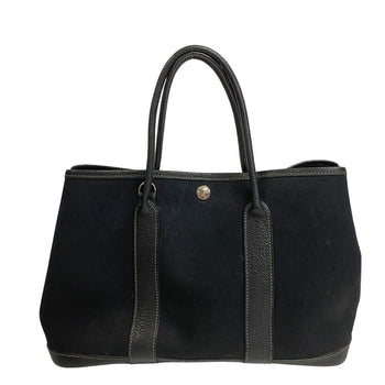 Hermes Handbag Leather Black Garden Party Tpm