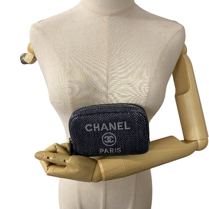 Chanel Pouch Straw Navy Coco Mark Deauville