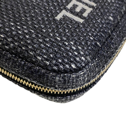 Chanel Pouch Straw Navy Coco Mark Deauville