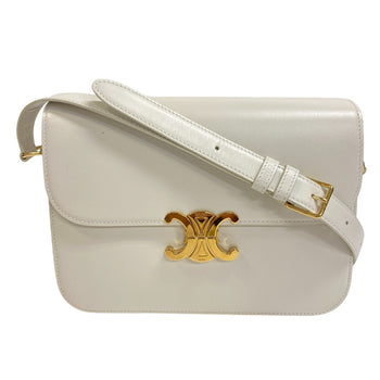 Celine Shoulder Bag 187363 Leather White Classic Triomphe