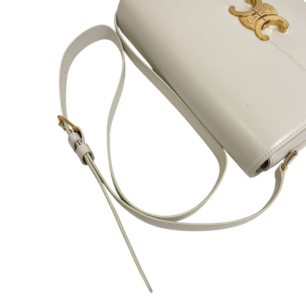 Celine Shoulder Bag 187363 Leather White Classic Triomphe