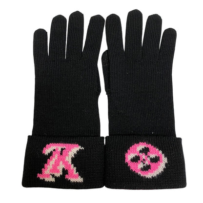 Louis Vuitton Gloves M76451 Wool Black 3D Monogram Gon