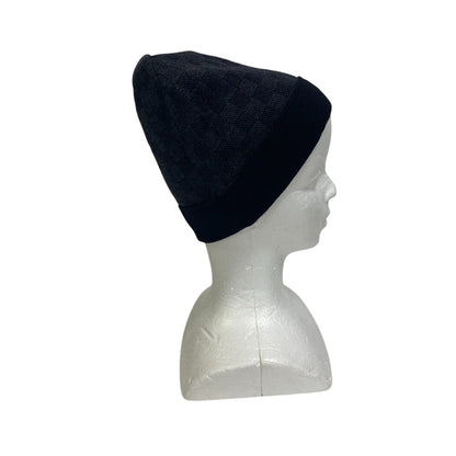 Louis Vuitton Knit Cap M70009 Wool Black Damier Graphite Bonnet Petit Damier
