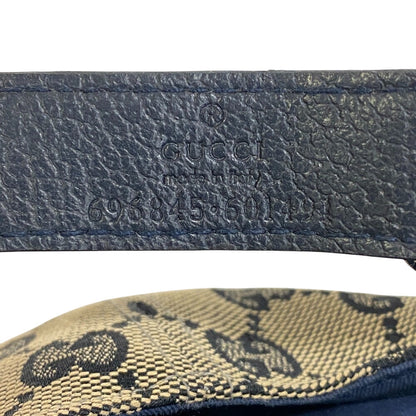 Gucci Cap 696845 Gg Canvas, Leather Navy Gg Canvas M
