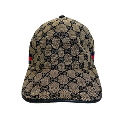 Gucci Cap 696845 Gg Canvas, Leather Navy Gg Canvas M