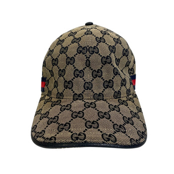 Gucci Cap 696845 Gg Canvas, Leather Navy Gg Canvas M