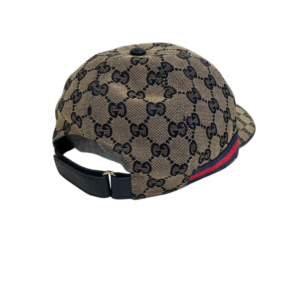Gucci Cap 696845 Gg Canvas, Leather Navy Gg Canvas M