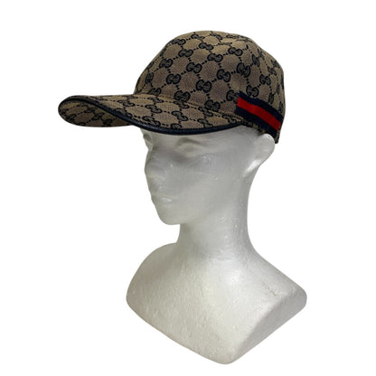 Gucci Cap 696845 Gg Canvas, Leather Navy Gg Canvas M