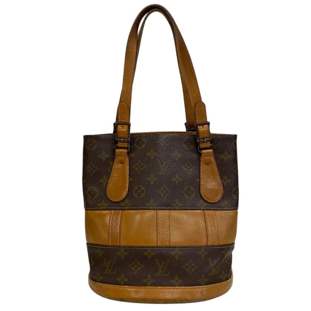 Louis Vuitton Handbag Leather Brown Monogram Bucketpm