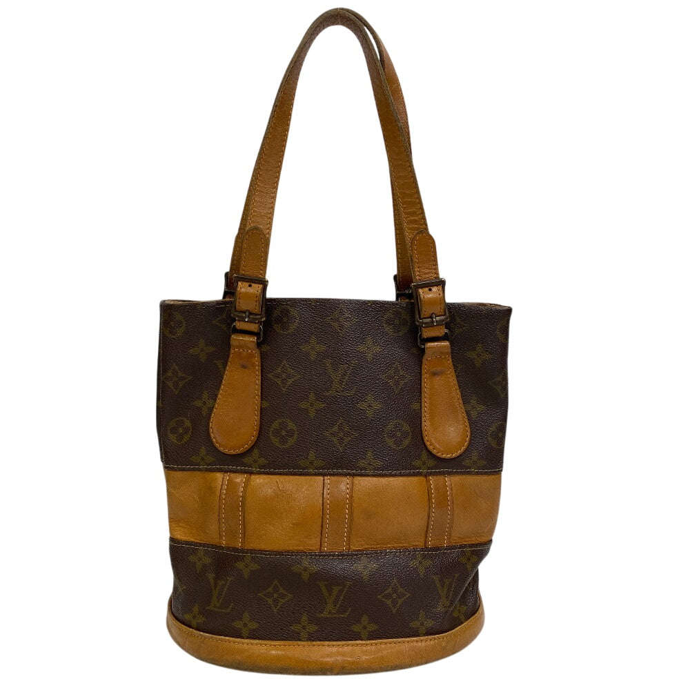 Louis Vuitton Handbag Leather Brown Monogram Bucketpm