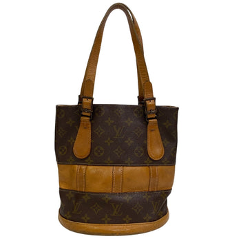 Louis Vuitton Handbag Leather Brown Monogram Bucketpm
