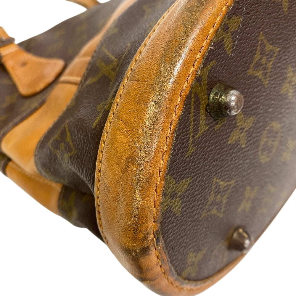 Louis Vuitton Handbag Leather Brown Monogram Bucketpm
