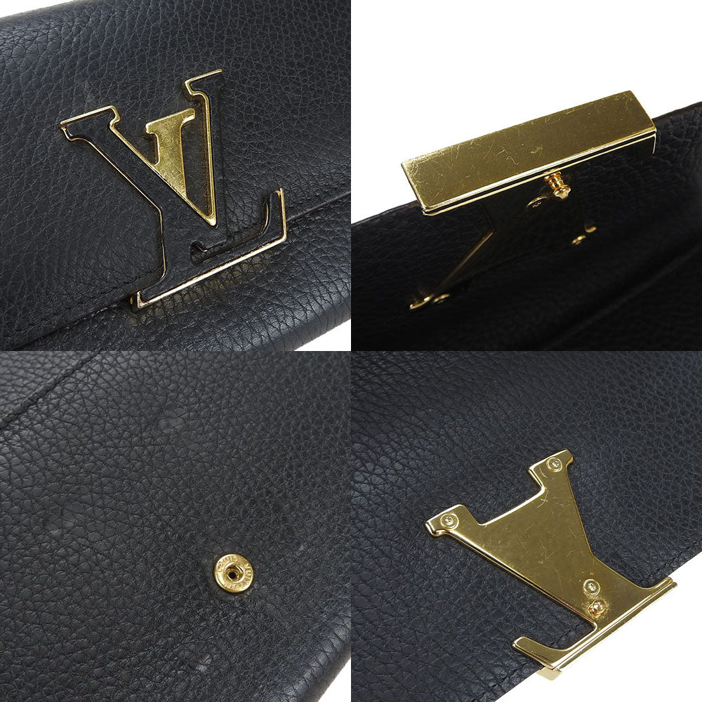 Louis Vuitton Long Wallet Purse M61248 Leather Black Portefeuille Capsine Women
