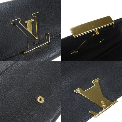 Louis Vuitton Long Wallet Purse M61248 Leather Black Portefeuille Capsine Women