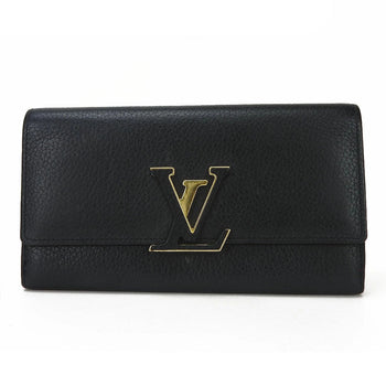 Louis Vuitton Long Wallet Purse M61248 Leather Black Portefeuille Capsine Women